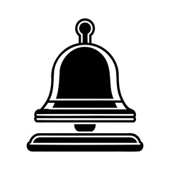 Simple black and white vector illustration of a classic school bell on a white background