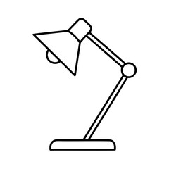 Simple black outline illustration of a desk lamp providing light for study or work