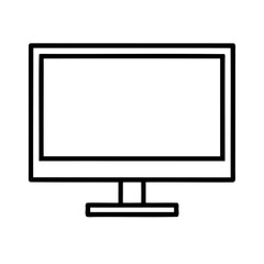 Minimalist black and white icon illustration of a modern computer monitor display device