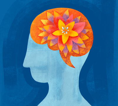 Creative representation of mind with floral elements 