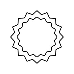 Black outline of a decorative double-layered starburst or sunburst shape on white background