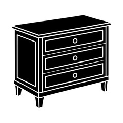 Classic three drawer dresser illustration black and white design perfect for home decor concepts