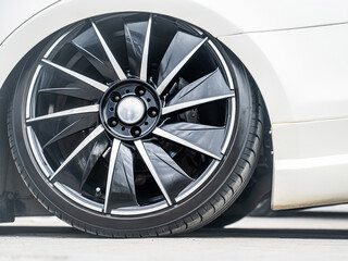 Close-Up of Custom Car Wheel and Tire Excellence. 