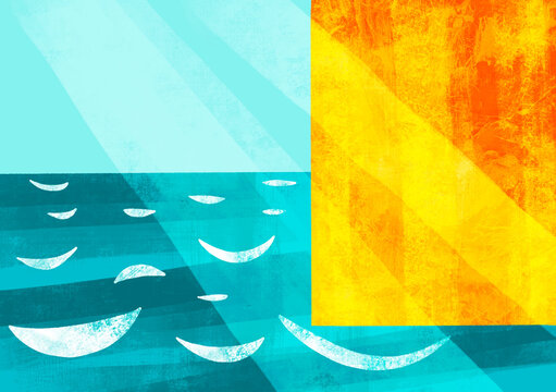 Colorful abstract ocean and rock design for a vibrant atmosphere