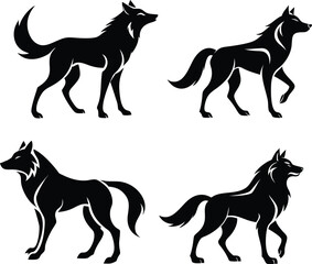Wolf icon pack in majestic pose, perfect for badges and branding.