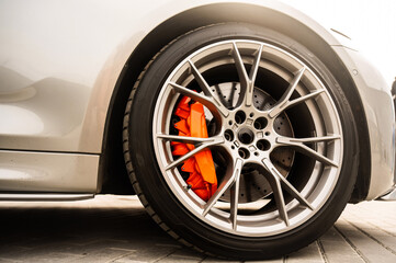 Close-Up of Custom Car Wheel and Tire Excellence. 
