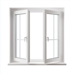 Closed White Wooden Window with Clear Glass