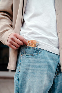 50 euros cash bill in pocket