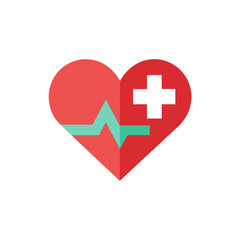 heart with medical cross and heartbeat icon repres