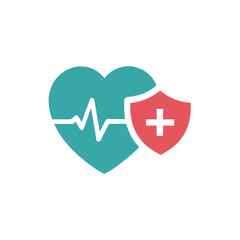 heart with pulse and shield icon symbolizing life .svg
