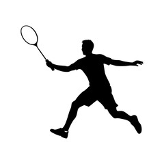 Black vector silhouette illustration icon of badminton male female player a female tennis player in action with a racket and ball