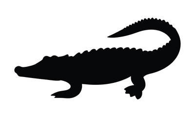 Alligator silhouette vector, Crocodile Black Silhouette vector
