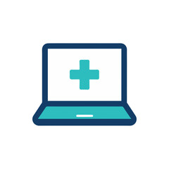 Fototapeta premium laptop with medical cross icon representing online 