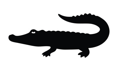 Alligator silhouette vector, Crocodile Black Silhouette vector