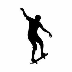 Dynamic vector silhouettes of skateboard player athletes jumping, running, and dancing, perfect for sports illustrations