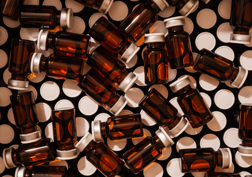 Brown cosmetic or medicine glass vials 