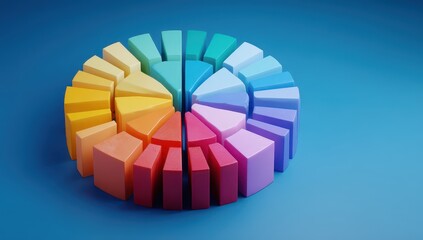 Obraz premium Colorful 3D pie chart on a blue background
