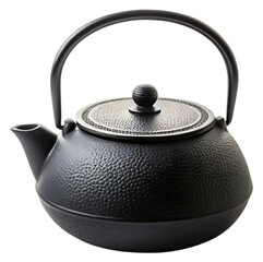 Black teapot isolated on white background.