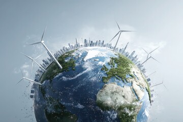 A globe with a city on it and a windmill on it