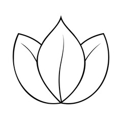 Simple black and white outline of a lotus flower symbolizing purity and peace