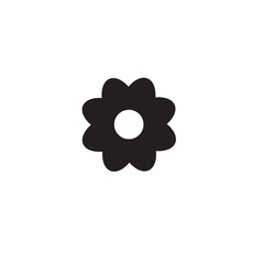 Flower icon. Black floret silhouette. Simple floral glyph.