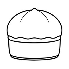 Simple outline illustration of a baked pie isolated on white background for coloring pages