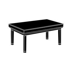 Simple black table illustration depicting furniture concept for interior design or decoration