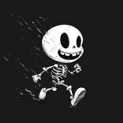 Animated Skeleton Jogging in the Rain