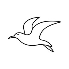Simple outline illustration of a bird in flight against a plain white background