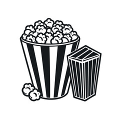 Cinema Snack Silhouette – Popcorn with Drink Icon