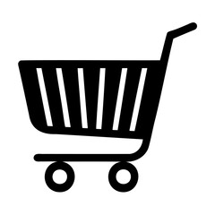 Simple black and white shopping cart icon for e commerce and retail design