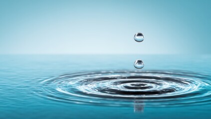Water droplet impacting surface, creating ripples