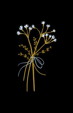 Blue wildflowers with a bow