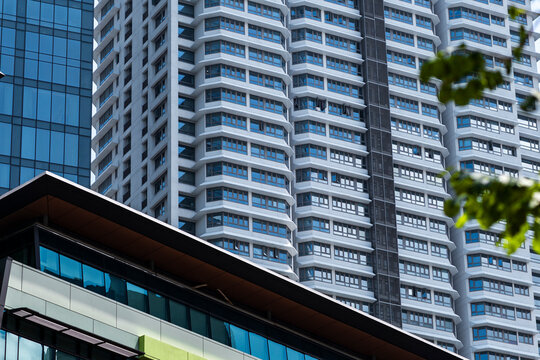 Dense vertical architectural housing and office buildings