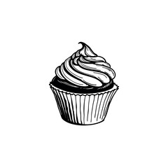 Cupcake Outline Clipart Bakery Treat Silhouette Design