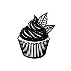 Cupcake Outline Clipart Bakery Treat Silhouette Design