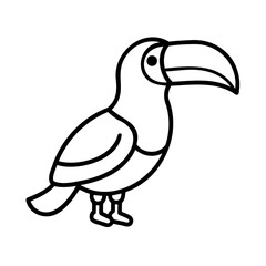 Stylized line art illustration of a tropical toucan bird isolated on white background