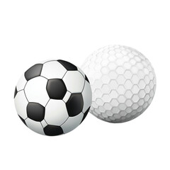 Fototapeta premium Soccer ball and golf ball together sports equipment graphic design