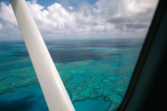 Views of the Great Barrier Reef from a small plane