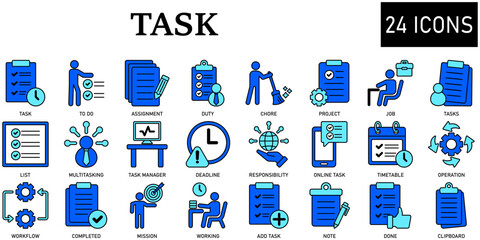 Set of task Icons or symbols Vector fully editable file.