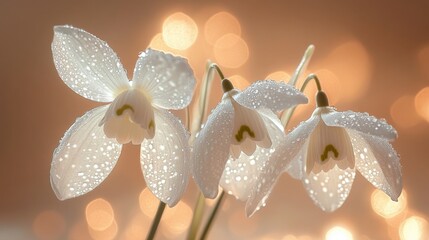 Delicate Snowdrop Flowers (Galanthus) Close-Up