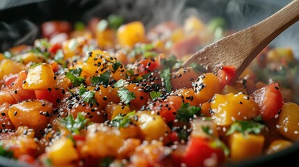 Close-up of Vibrant Stir-fry in a Wok
