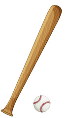 Classic Baseball Bat and Ball Vector Illustration