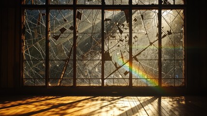 Broken glass window in the morning, broken glass images,
