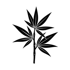 Minimalist black and white bamboo plant silhouette isolated on a clean white background