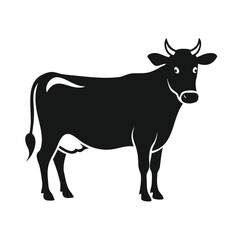 Cow Silhouette Icon Vector on White Background | Farm Animal Design
