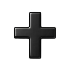 Obraz premium Black plus sign glossy three dimensional design element isolated on white background