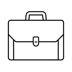 Simple black and white outline illustration of a classic briefcase design