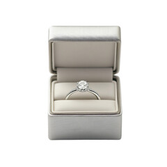 Diamond engagement ring in a silver box a beautiful gift proposal jewelry