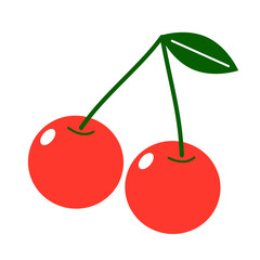 フルーツ　サクランボのシンプルアイコン　カラー〜Fruits Cherry simple icon color〜
